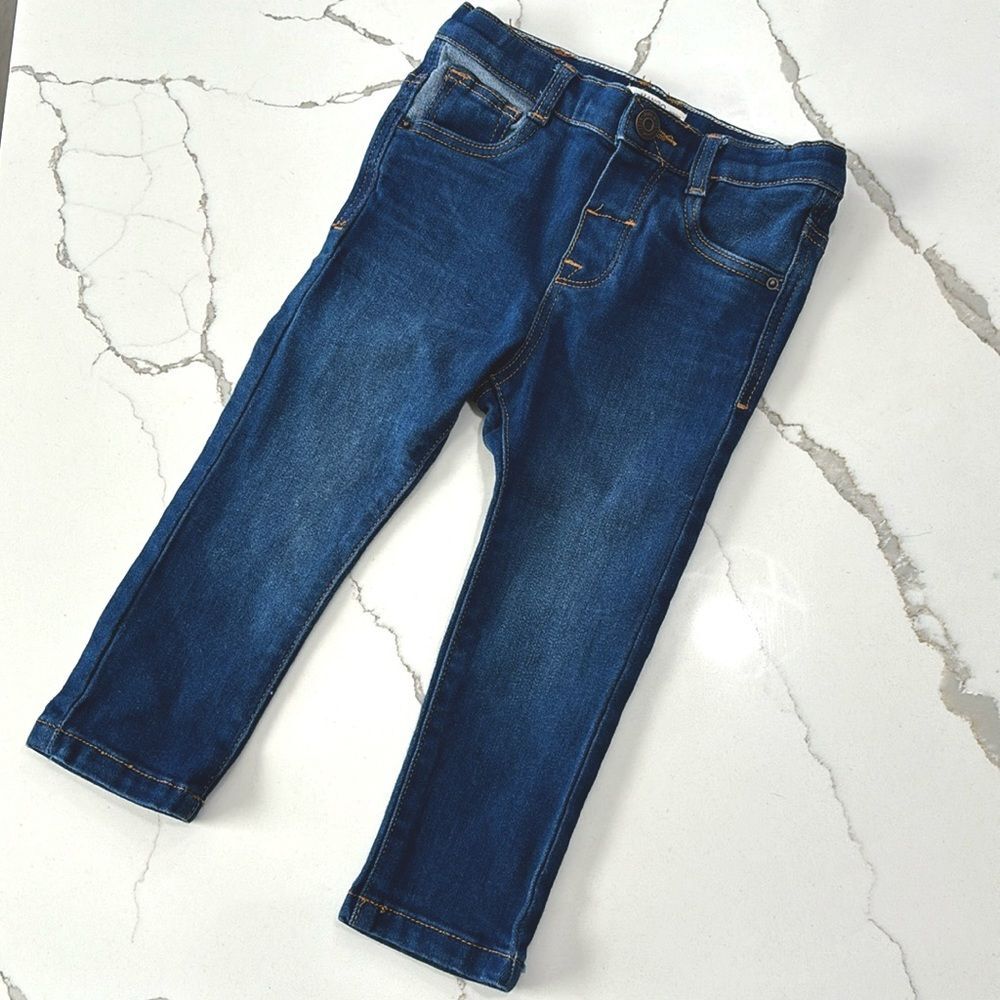 MANGO Kids Baby Boys Denim Skinny Blue Jeans Dark Wash Size 12-18 Months